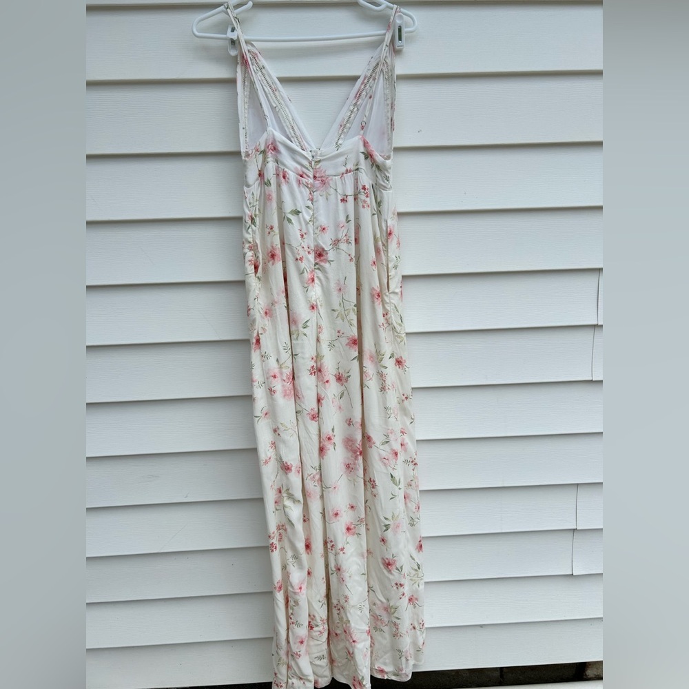 Lulu's Pink Floral White Jumpsuit with Wide-Leg Design - Picture 6 of 13